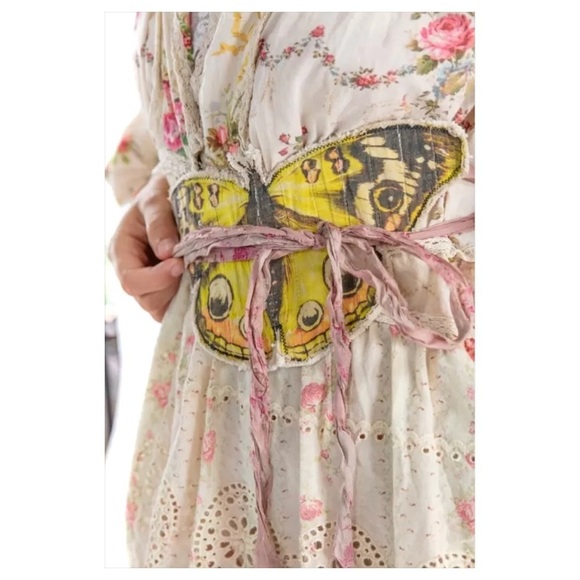 Nwt Magnolia Pearl Mariposa Butterfly Jabot Canary Sold Out Limited Edition - Picture 5 of 8